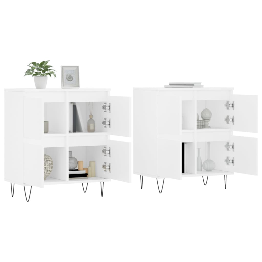 vidaXL Servante, 2 piese, alb, lemn prelucrat