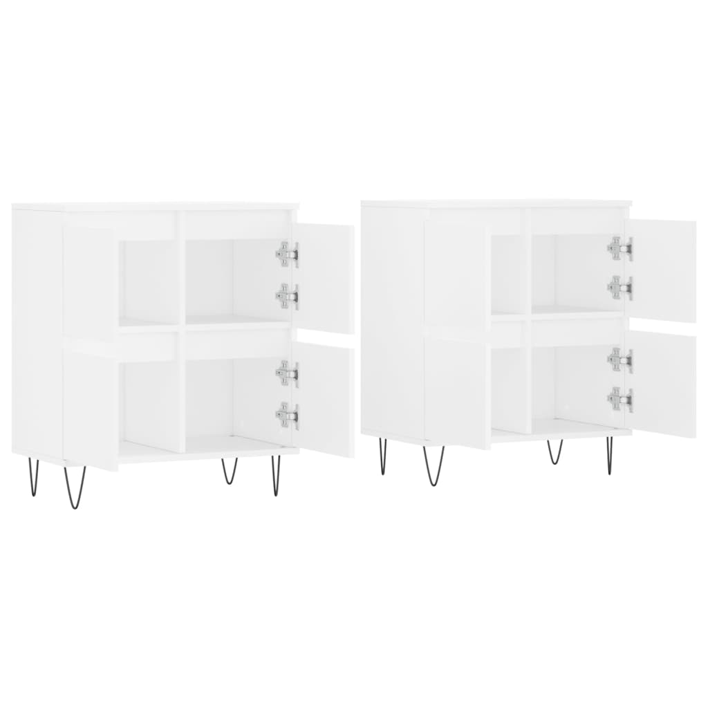 vidaXL Servante, 2 piese, alb, lemn prelucrat