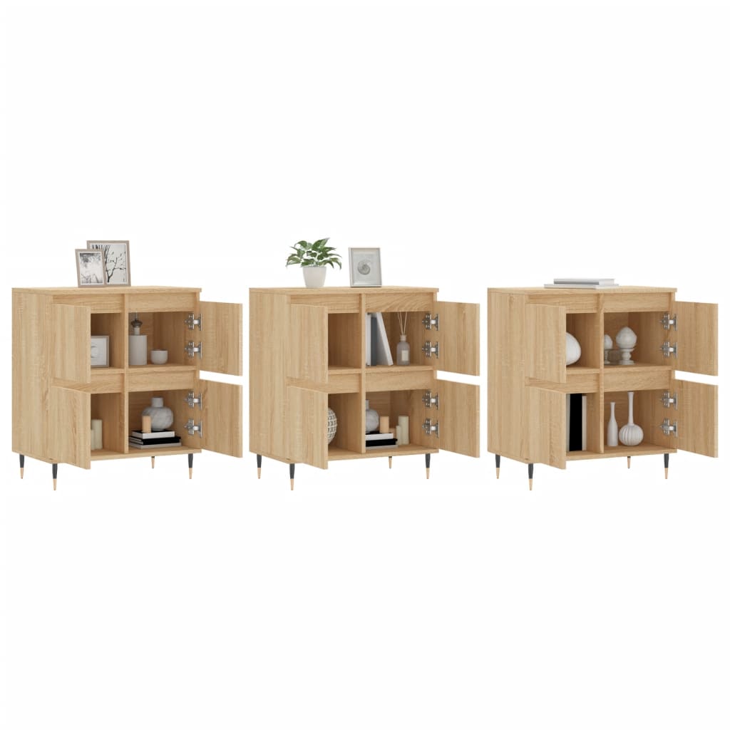 vidaXL Servante, 3 piese, stejar sonoma, lemn prelucrat