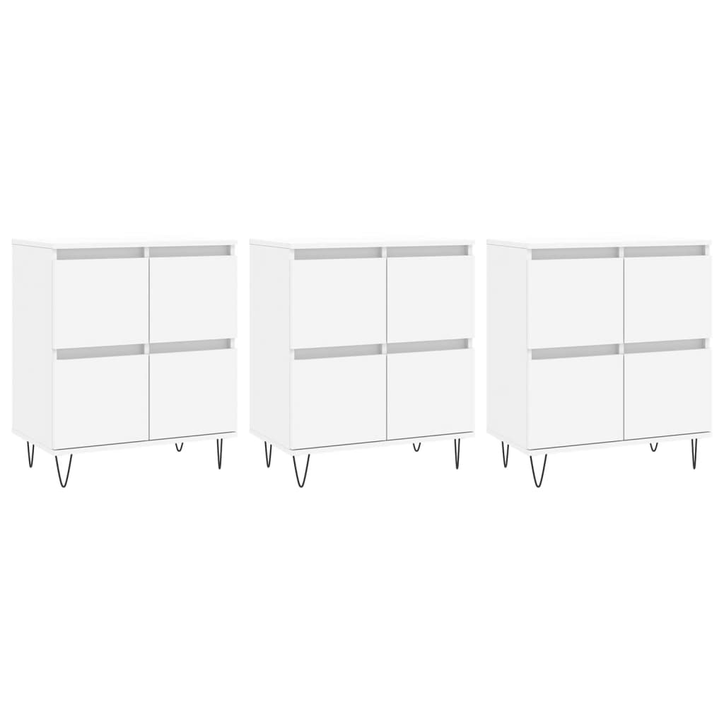 vidaXL Servante, 3 piese, alb, lemn prelucrat vidaXL Servante, 3 piese, alb, lemn prelucrat