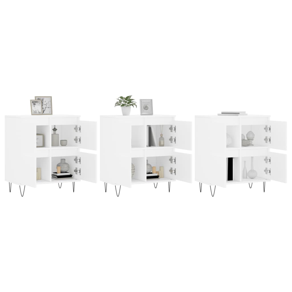 vidaXL Servante, 3 piese, alb, lemn prelucrat vidaXL Servante, 3 piese, alb, lemn prelucrat