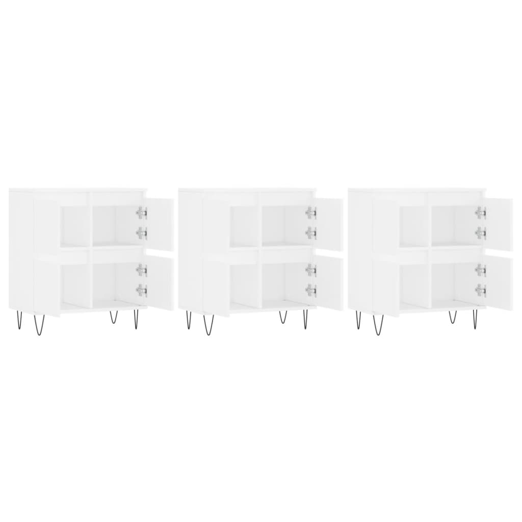 vidaXL Servante, 3 piese, alb, lemn prelucrat vidaXL Servante, 3 piese, alb, lemn prelucrat