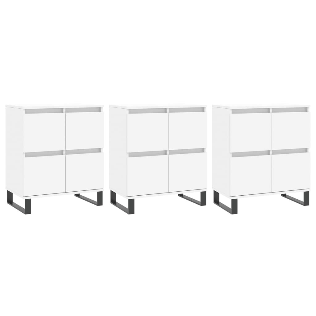 vidaXL Servante, 3 piese, alb, lemn prelucrat vidaXL Servante, 3 piese, alb, lemn prelucrat