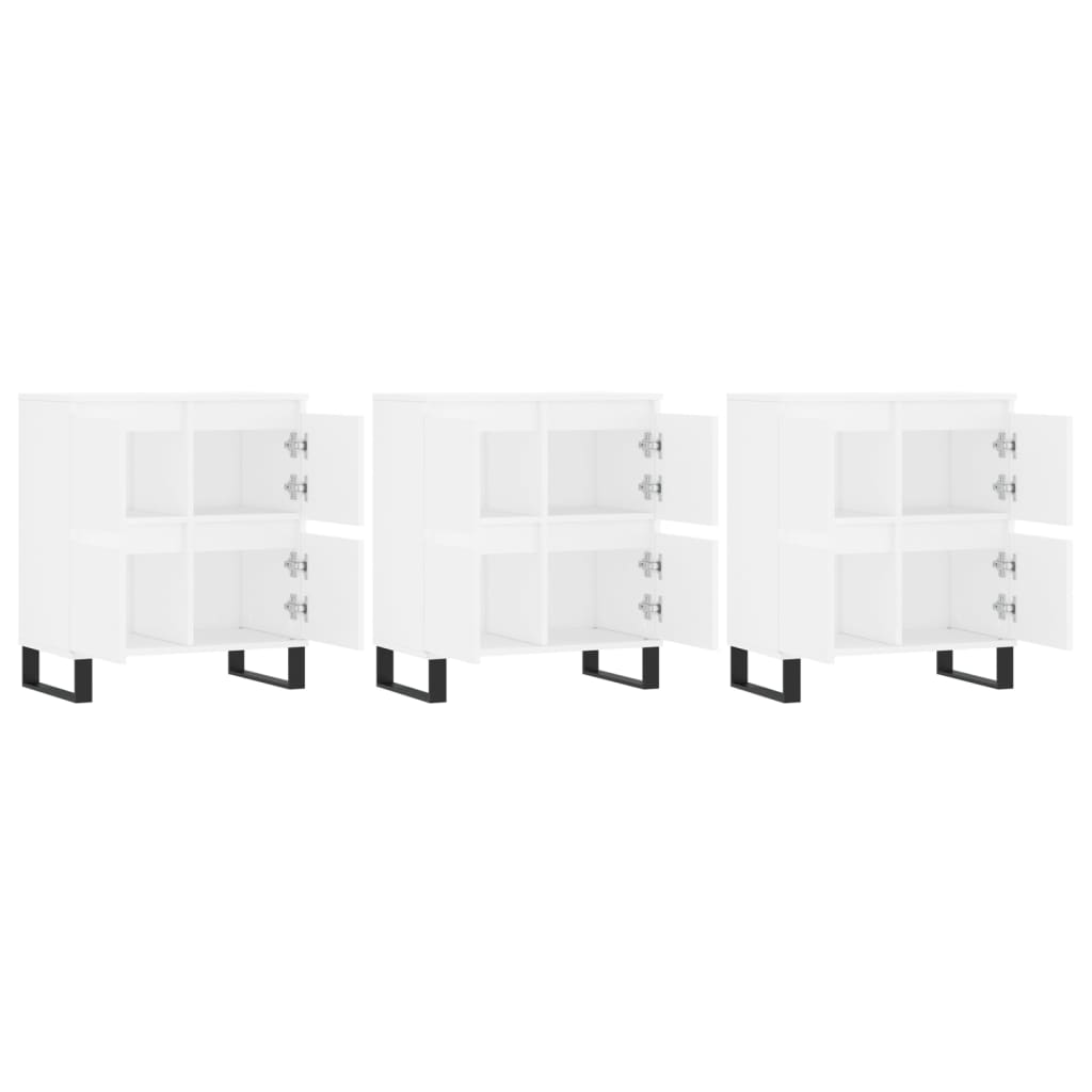 vidaXL Servante, 3 piese, alb, lemn prelucrat vidaXL Servante, 3 piese, alb, lemn prelucrat