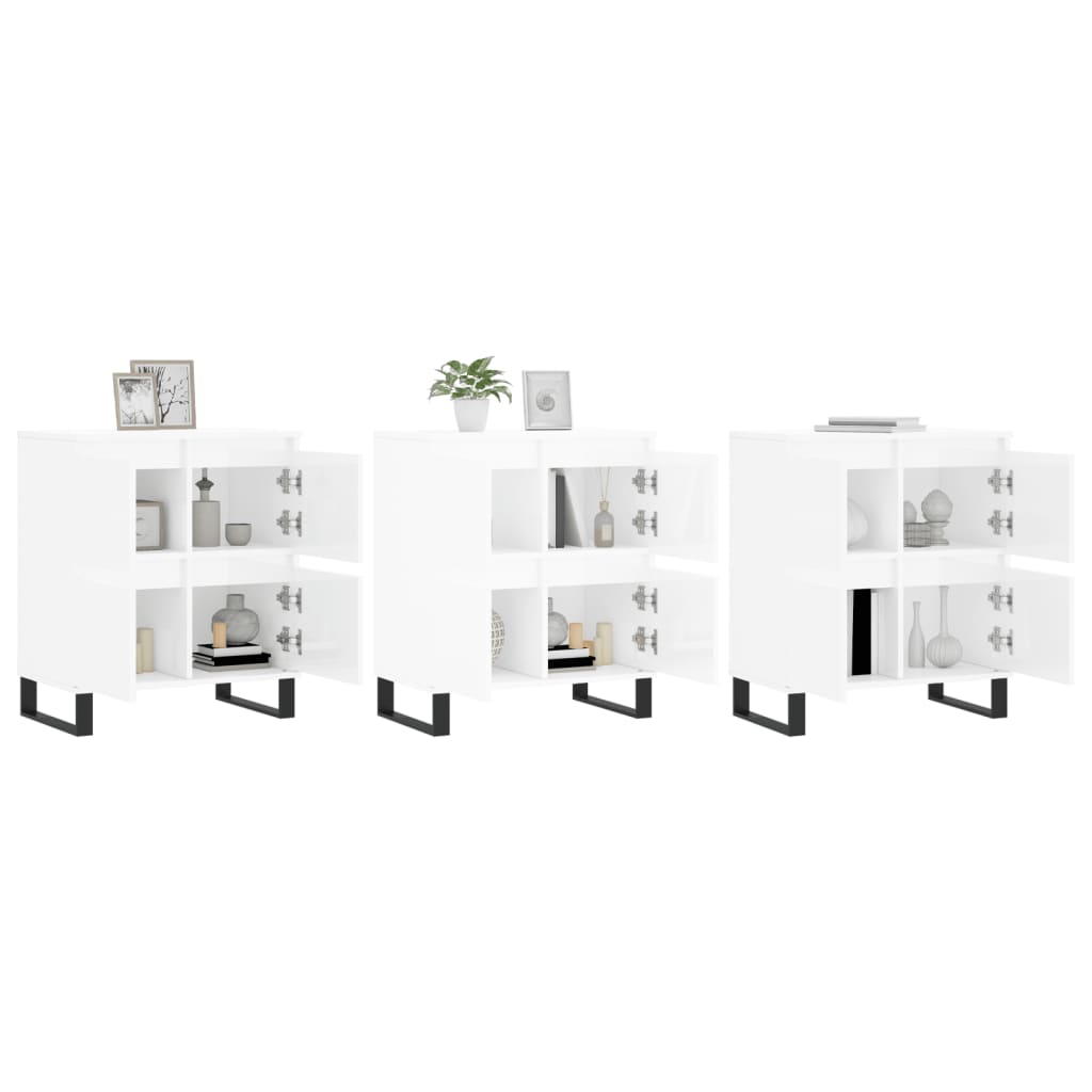 vidaXL Servante, 3 piese, alb extralucios, lemn prelucrat vidaXL Servante, 3 piese, alb extralucios, lemn prelucrat