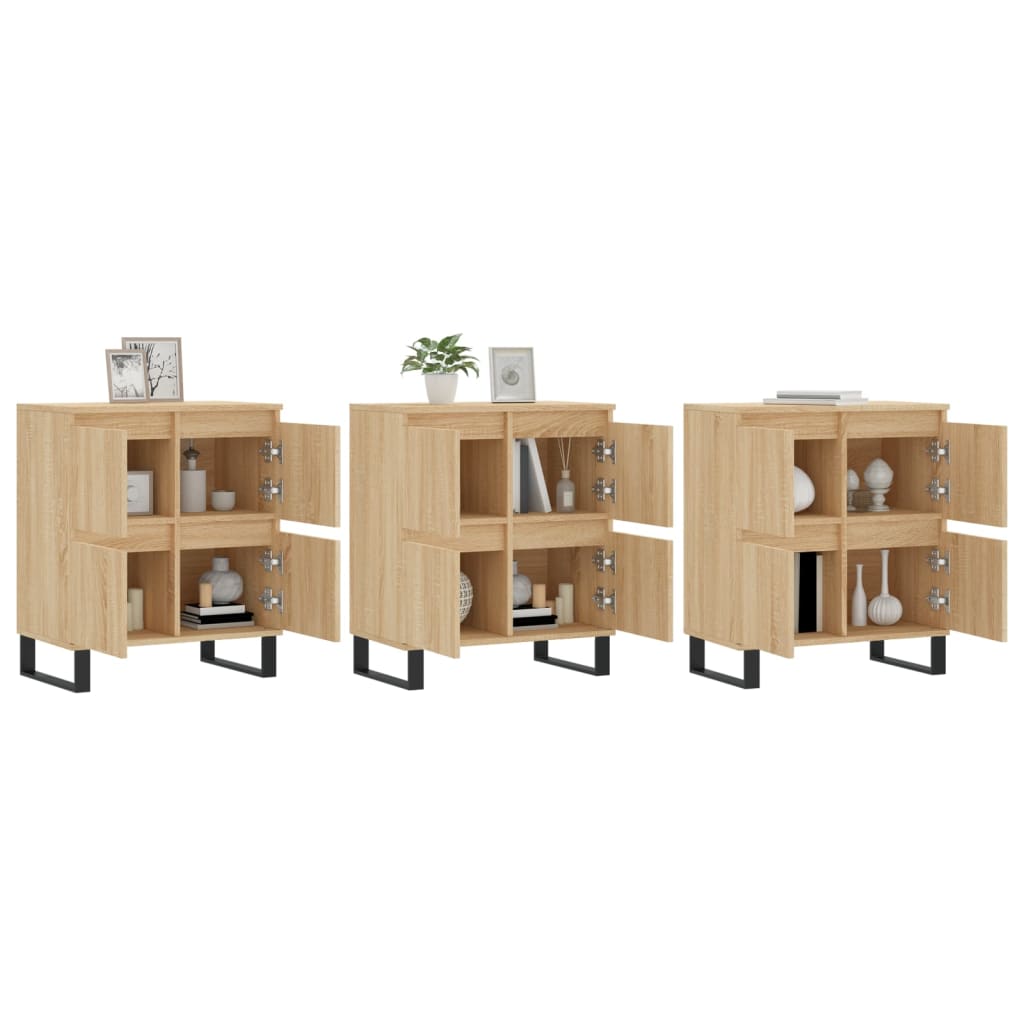 vidaXL Servante, 3 piese, stejar sonoma, lemn prelucrat