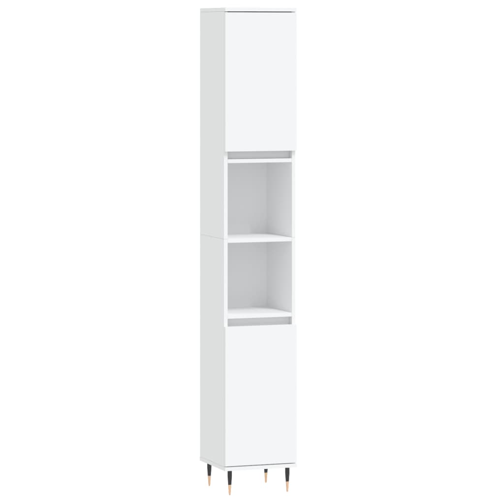 vidaXL Set mobilier de baie, 3 piese, alb, lemn compozit vidaXL Set mobilier de baie, 3 piese, alb, lemn compozit