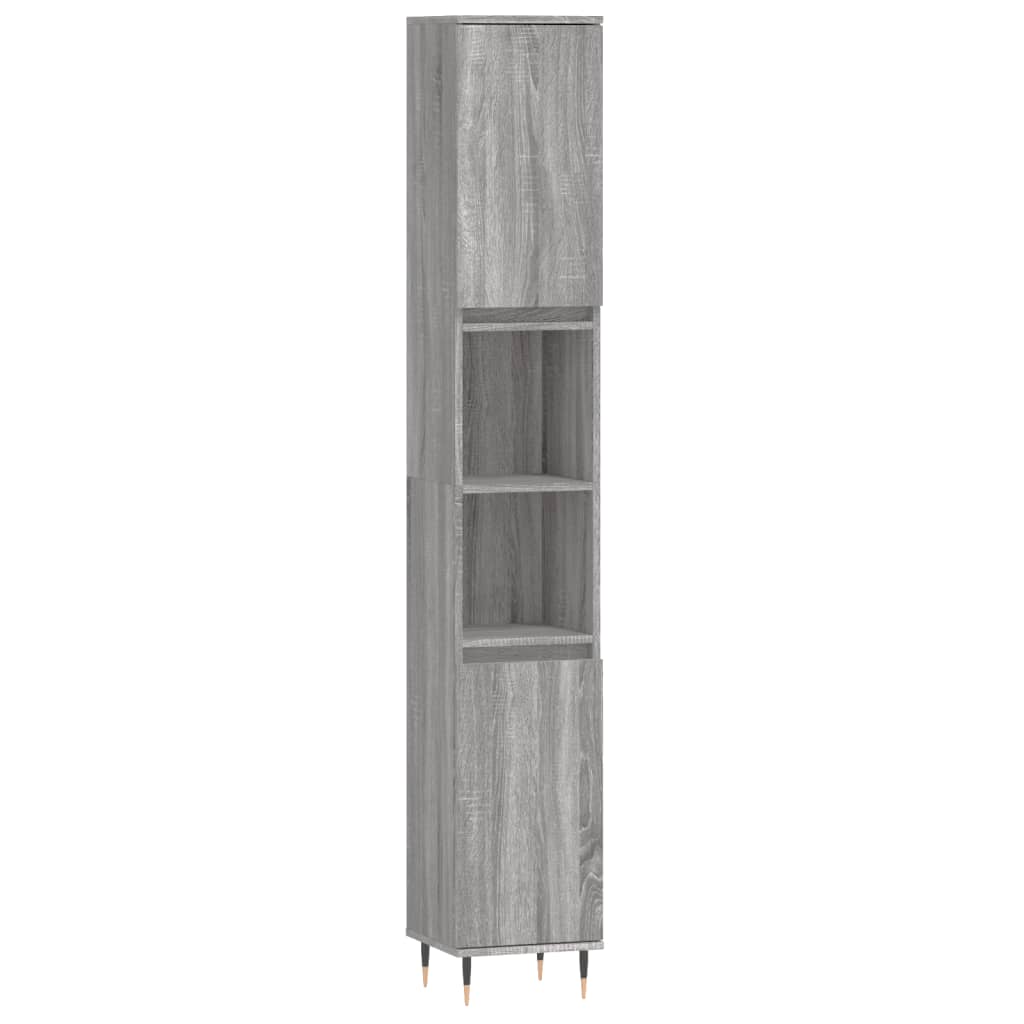 vidaXL Set mobilier de baie, 3 piese, gri sonoma, lemn prelucrat vidaXL Set mobilier de baie, 3 piese, gri sonoma, lemn prelucrat