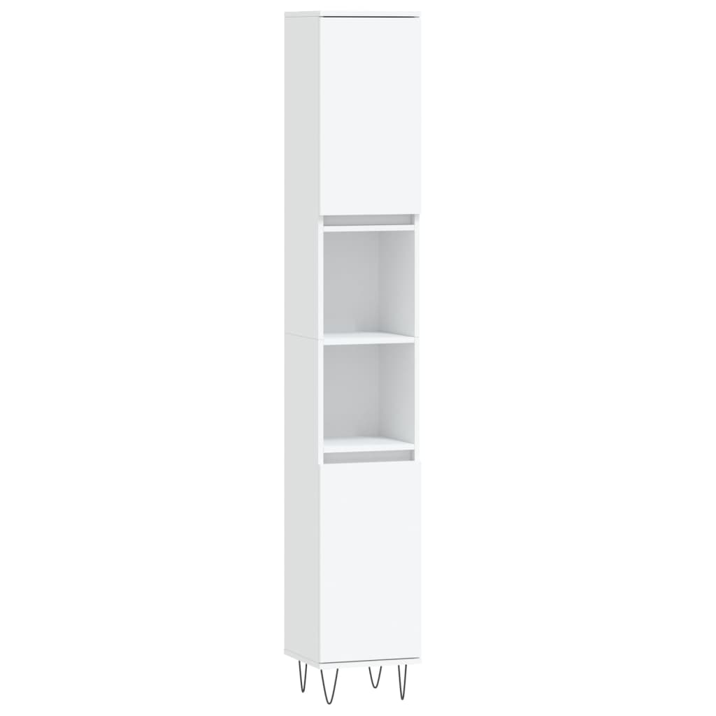 vidaXL Set mobilier de baie, 3 piese, alb, lemn compozit vidaXL Set mobilier de baie, 3 piese, alb, lemn compozit
