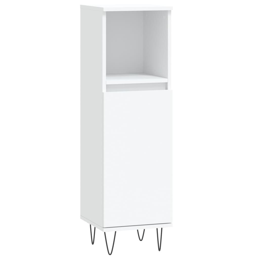 vidaXL Set mobilier de baie, 3 piese, alb, lemn compozit vidaXL Set mobilier de baie, 3 piese, alb, lemn compozit