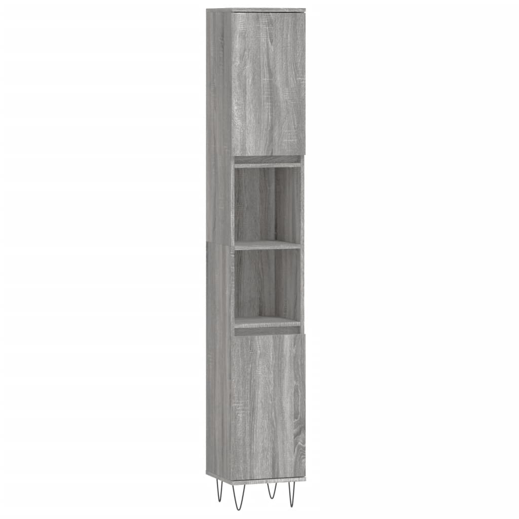 vidaXL Set mobilier de baie, 3 piese, gri sonoma, lemn prelucrat vidaXL Set mobilier de baie, 3 piese, gri sonoma, lemn prelucrat