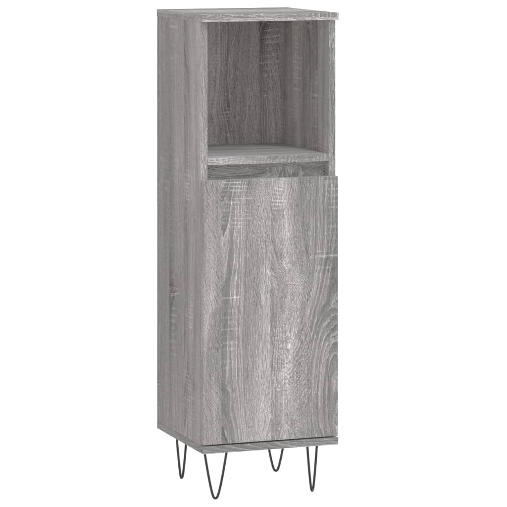 vidaXL Set mobilier de baie, 3 piese, gri sonoma, lemn prelucrat vidaXL Set mobilier de baie, 3 piese, gri sonoma, lemn prelucrat
