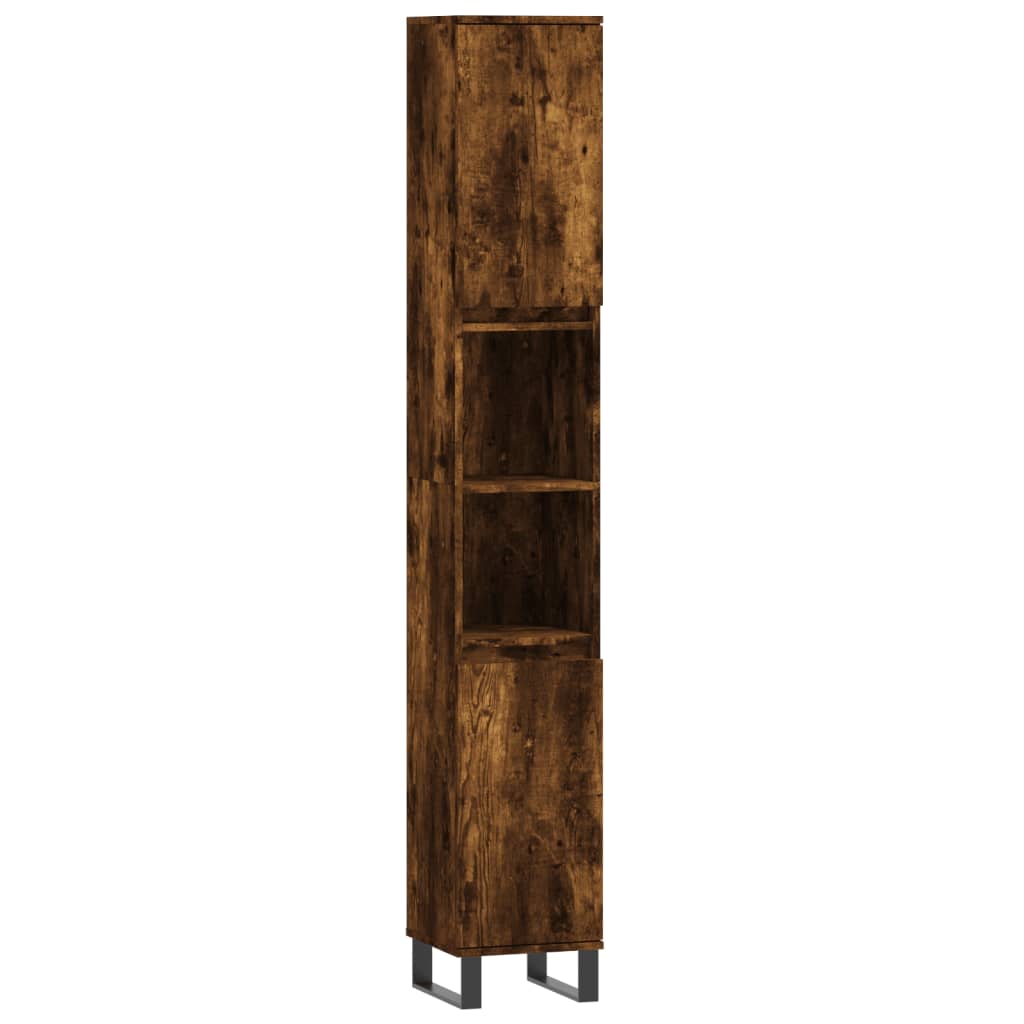vidaXL Set mobilier de baie, 3 piese, stejar fumuriu, lemn prelucrat vidaXL Set mobilier de baie, 3 piese, stejar fumuriu, lemn prelucrat