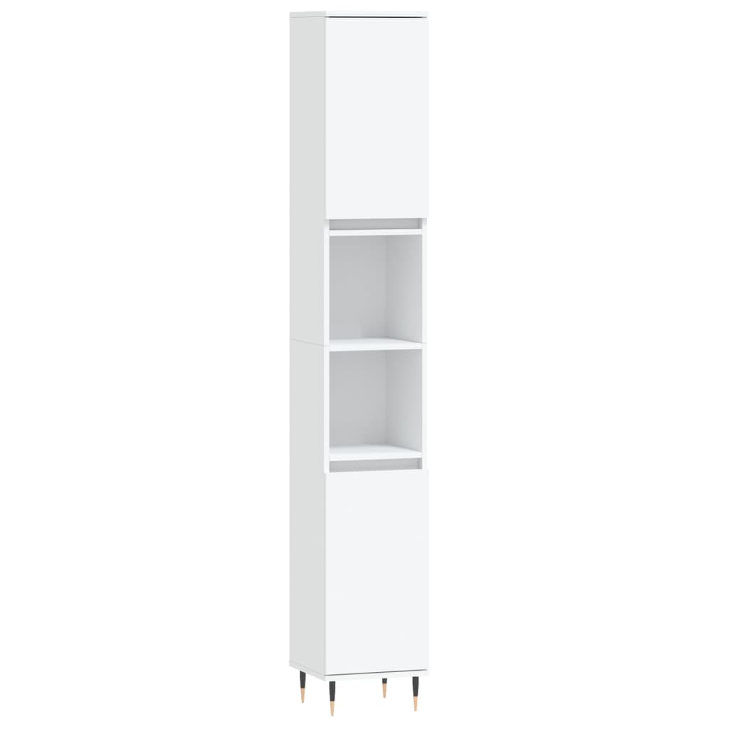 vidaXL Set mobilier de baie, 3 piese, alb, lemn compozit vidaXL Set mobilier de baie, 3 piese, alb, lemn compozit