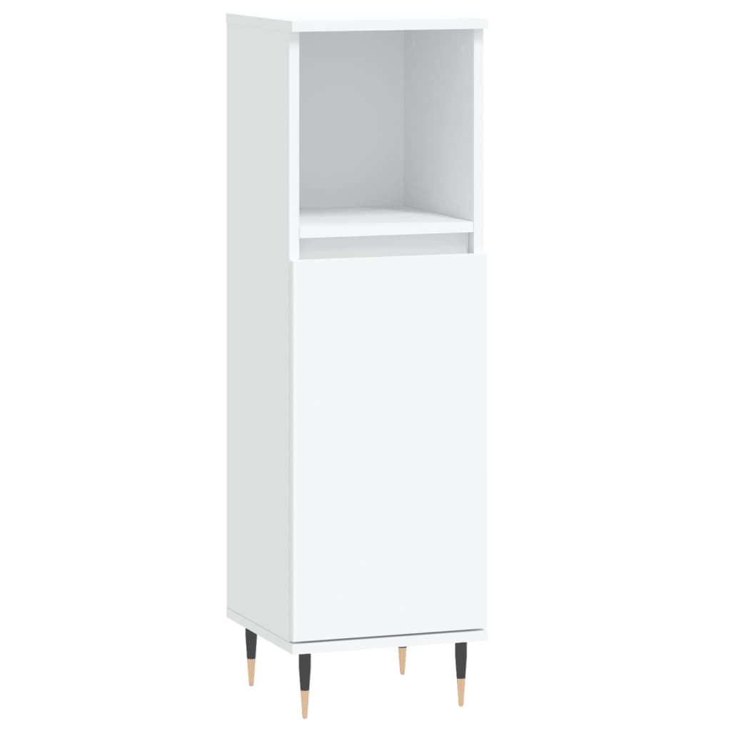 vidaXL Set mobilier de baie, 3 piese, alb, lemn compozit vidaXL Set mobilier de baie, 3 piese, alb, lemn compozit