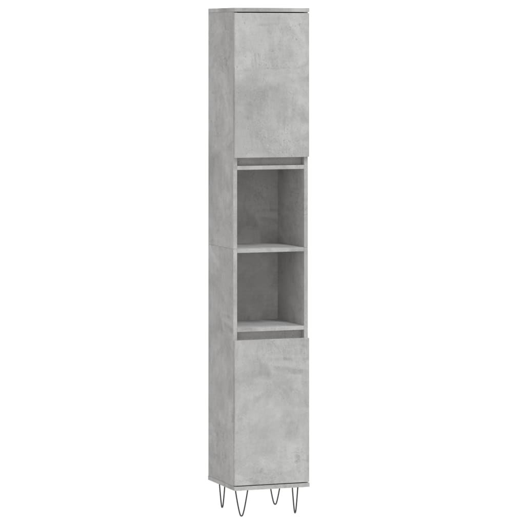vidaXL Set mobilier de baie, 3 piese, gri beton, lemn compozit vidaXL Set mobilier de baie, 3 piese, gri beton, lemn compozit