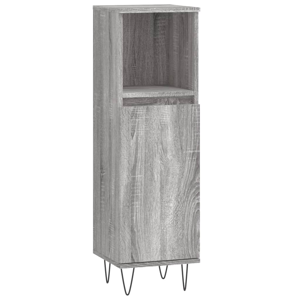 vidaXL Set mobilier de baie, 3 piese, gri sonoma, lemn prelucrat vidaXL Set mobilier de baie, 3 piese, gri sonoma, lemn prelucrat