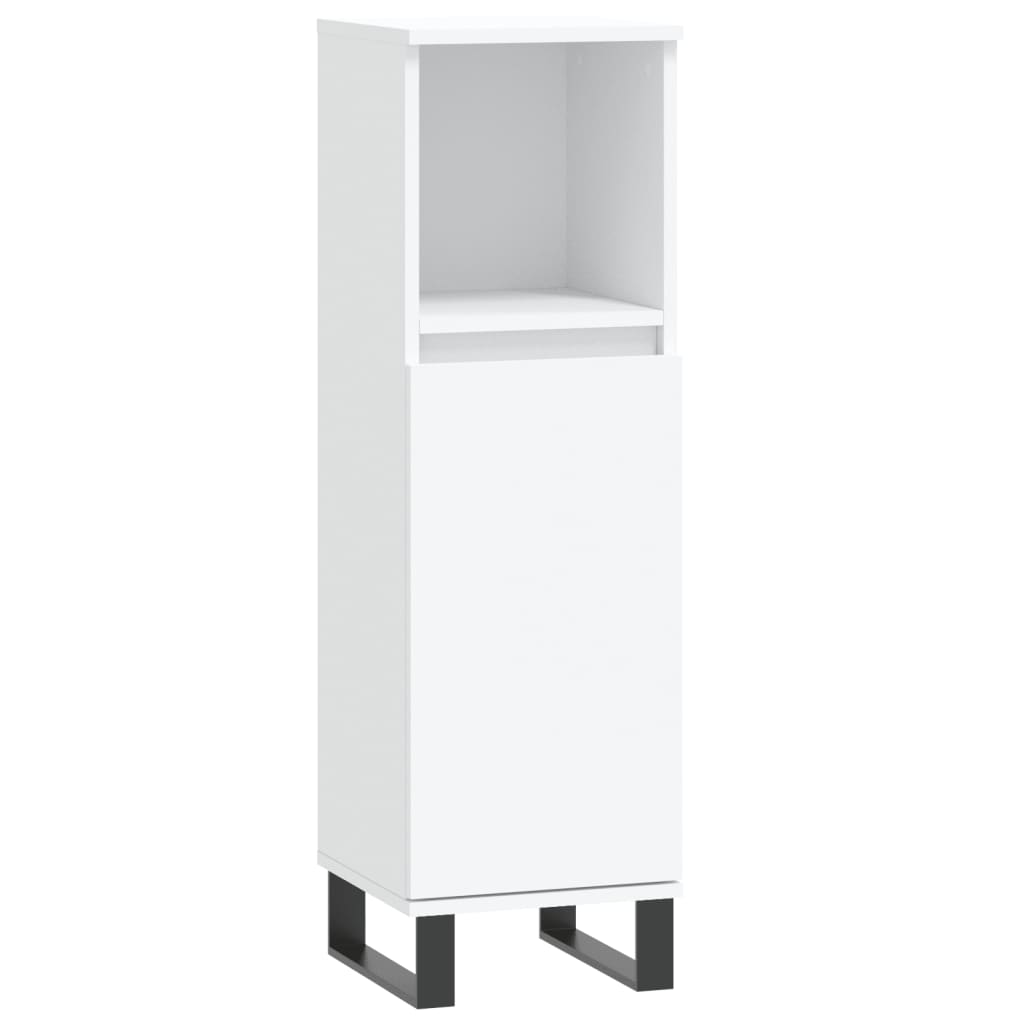 vidaXL Set mobilier de baie, 3 piese, alb, lemn compozit vidaXL Set mobilier de baie, 3 piese, alb, lemn compozit