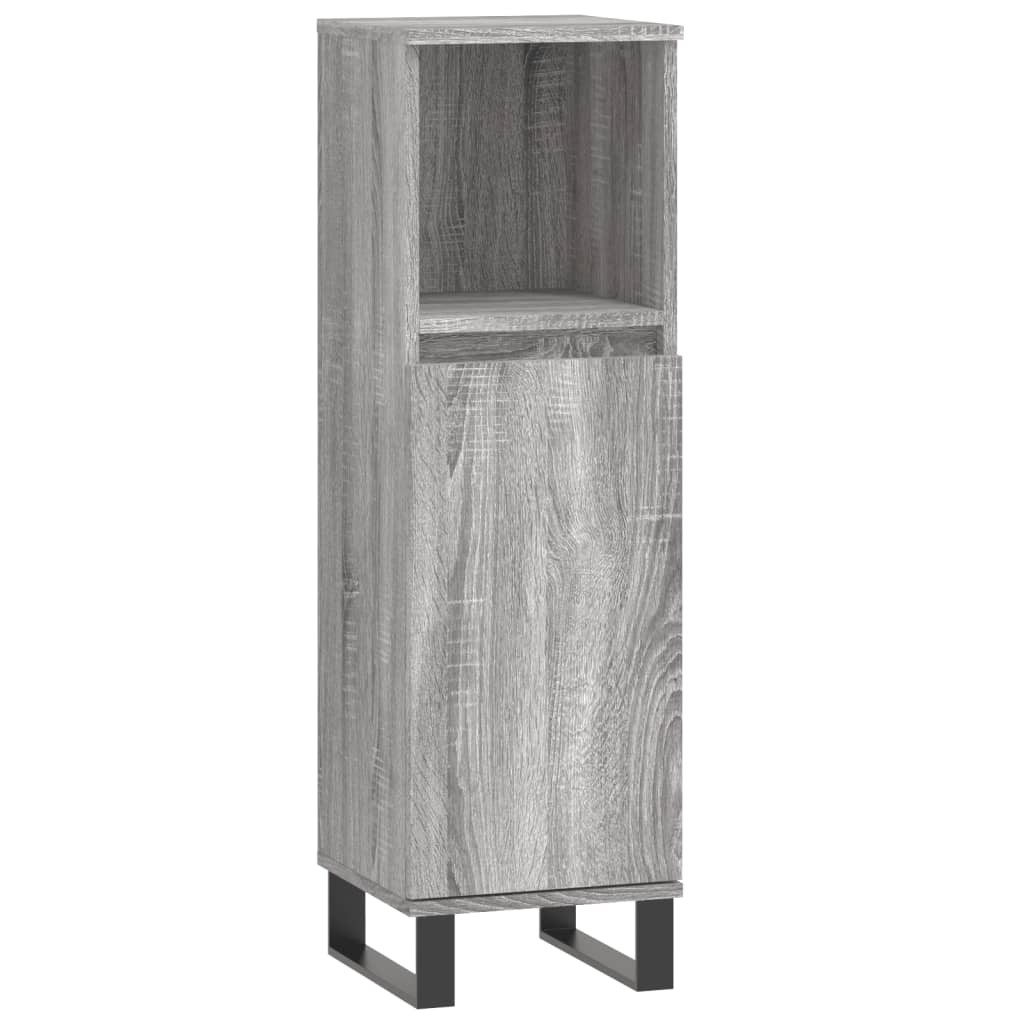 vidaXL Set mobilier de baie, 3 piese, gri sonoma, lemn prelucrat vidaXL Set mobilier de baie, 3 piese, gri sonoma, lemn prelucrat