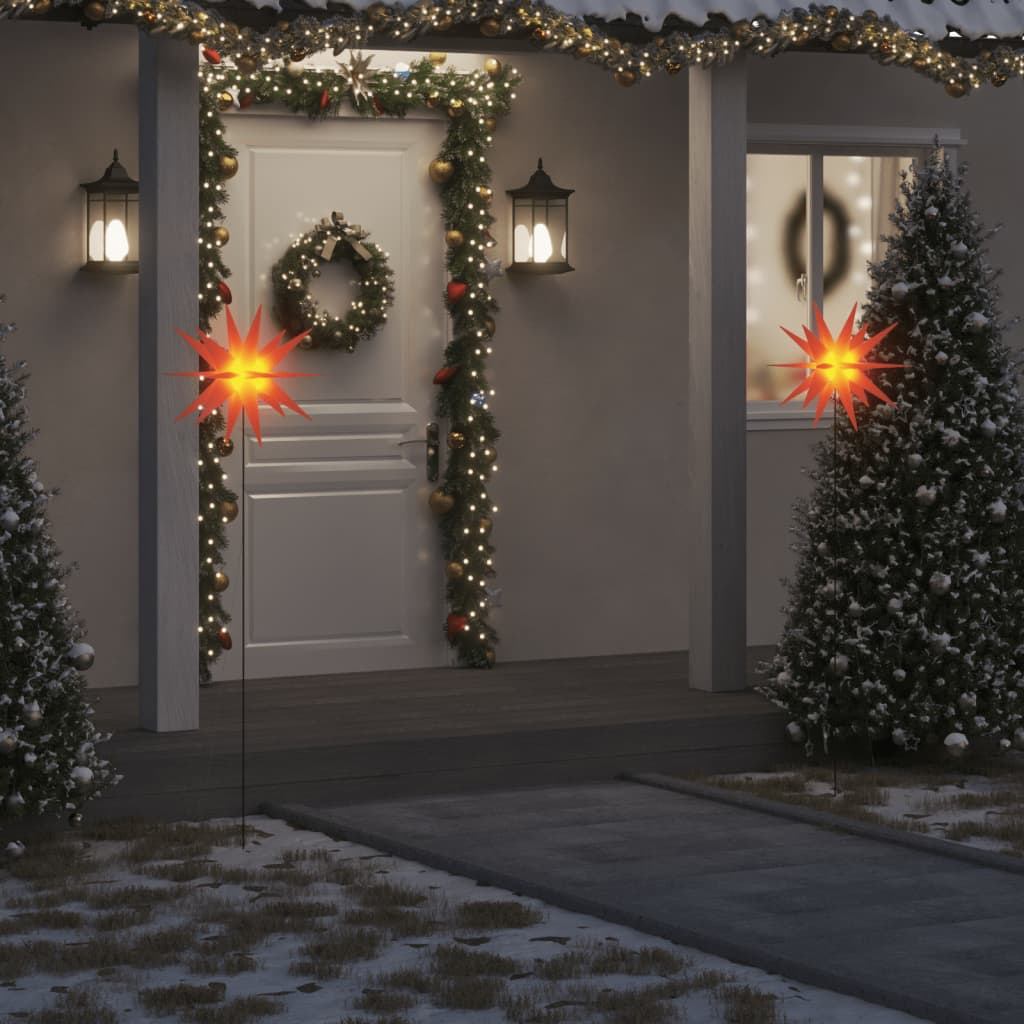 vidaXL Lumini de Crăciun cu LED/țăruș, 3 buc., roșu, 57 cm, pliabil vidaXL Lumini de Crăciun cu LED/țăruș, 3 buc., roșu, 57 cm, pliabil