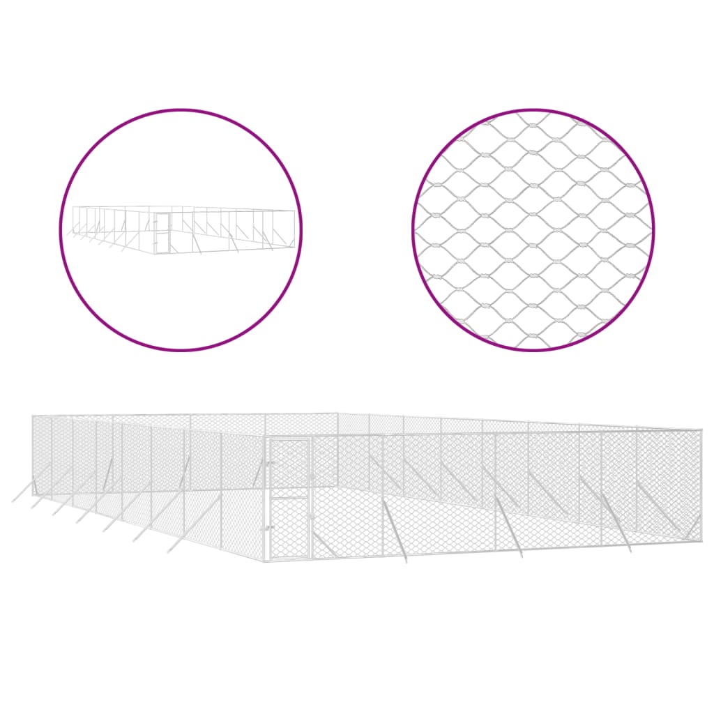 vidaXL Padoc de exterior pentru câini argintiu 8x16x2m oțel galvanizat vidaXL Padoc de exterior pentru câini argintiu 8x16x2m oțel galvanizat