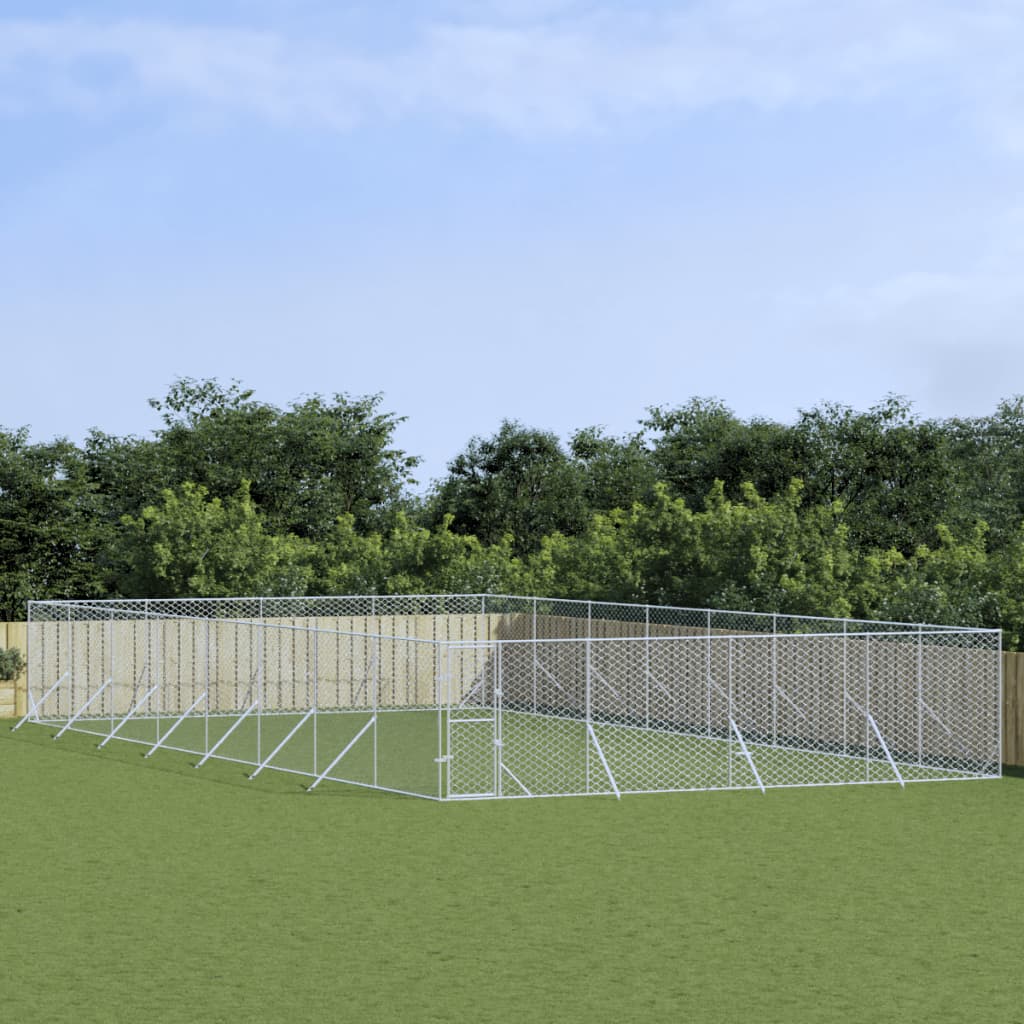 vidaXL Padoc de exterior pentru câini argintiu 8x16x2m oțel galvanizat vidaXL Padoc de exterior pentru câini argintiu 8x16x2m oțel galvanizat