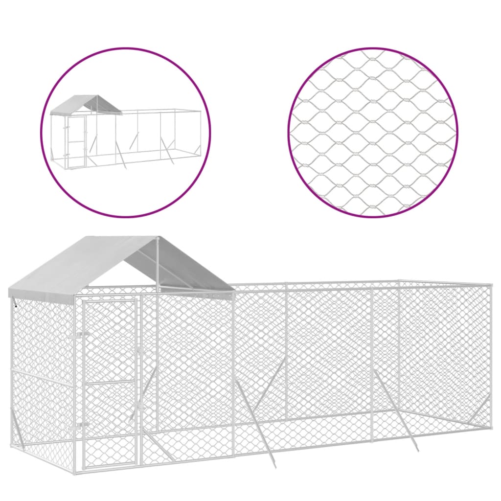 vidaXL Padoc de exterior cu acoperiș argintiu 6x2x2,5m oțel galvanizat vidaXL Padoc de exterior cu acoperiș argintiu 6x2x2,5m oțel galvanizat