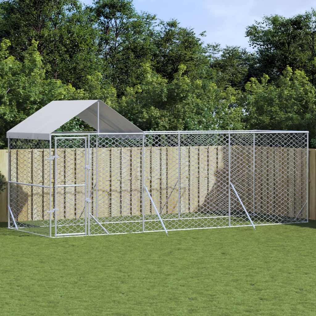 vidaXL Padoc de exterior cu acoperiș argintiu 6x2x2,5m oțel galvanizat vidaXL Padoc de exterior cu acoperiș argintiu 6x2x2,5m oțel galvanizat