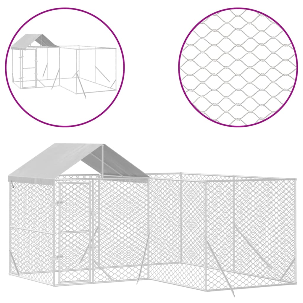 vidaXL Padoc exterior cu acoperiș argintiu 4x4x2,5 m oțel galvanizat vidaXL Padoc exterior cu acoperiș argintiu 4x4x2,5 m oțel galvanizat