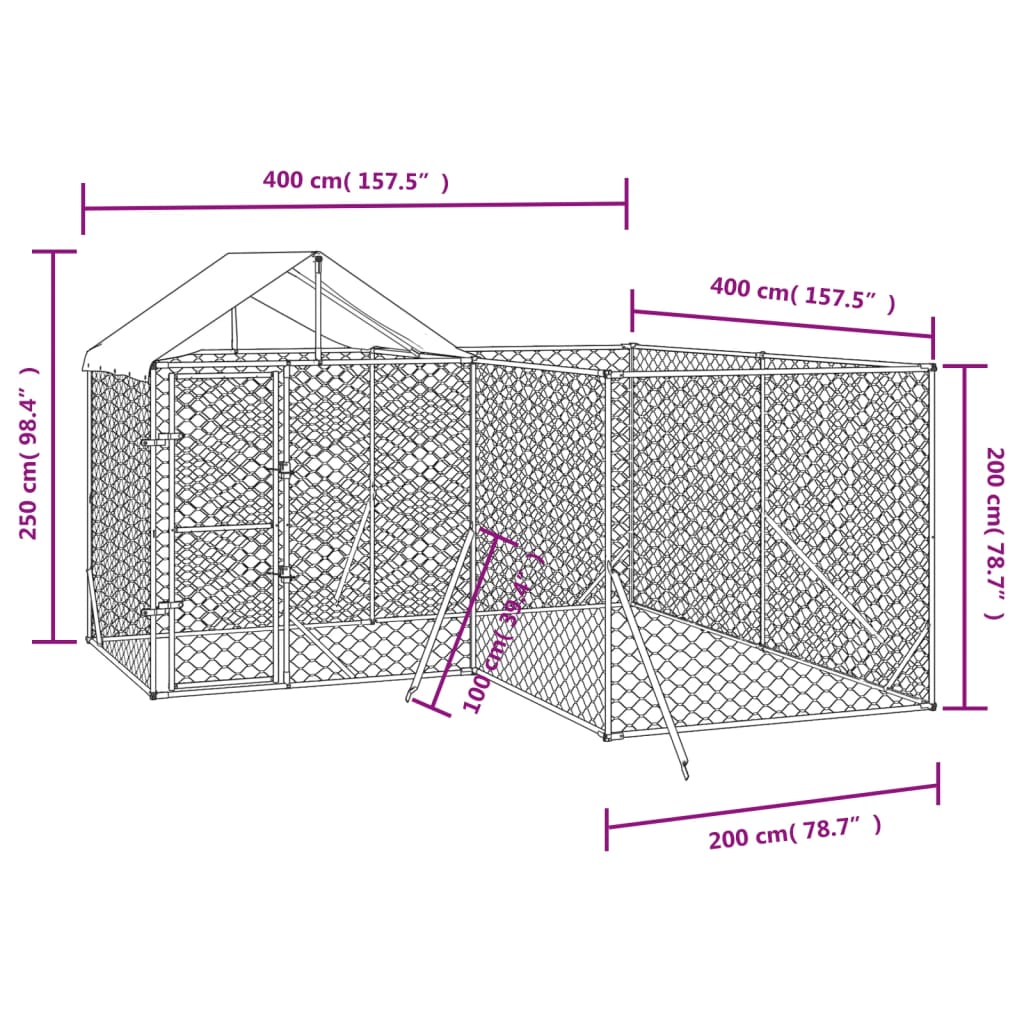 vidaXL Padoc exterior cu acoperiș argintiu 4x4x2,5 m oțel galvanizat vidaXL Padoc exterior cu acoperiș argintiu 4x4x2,5 m oțel galvanizat
