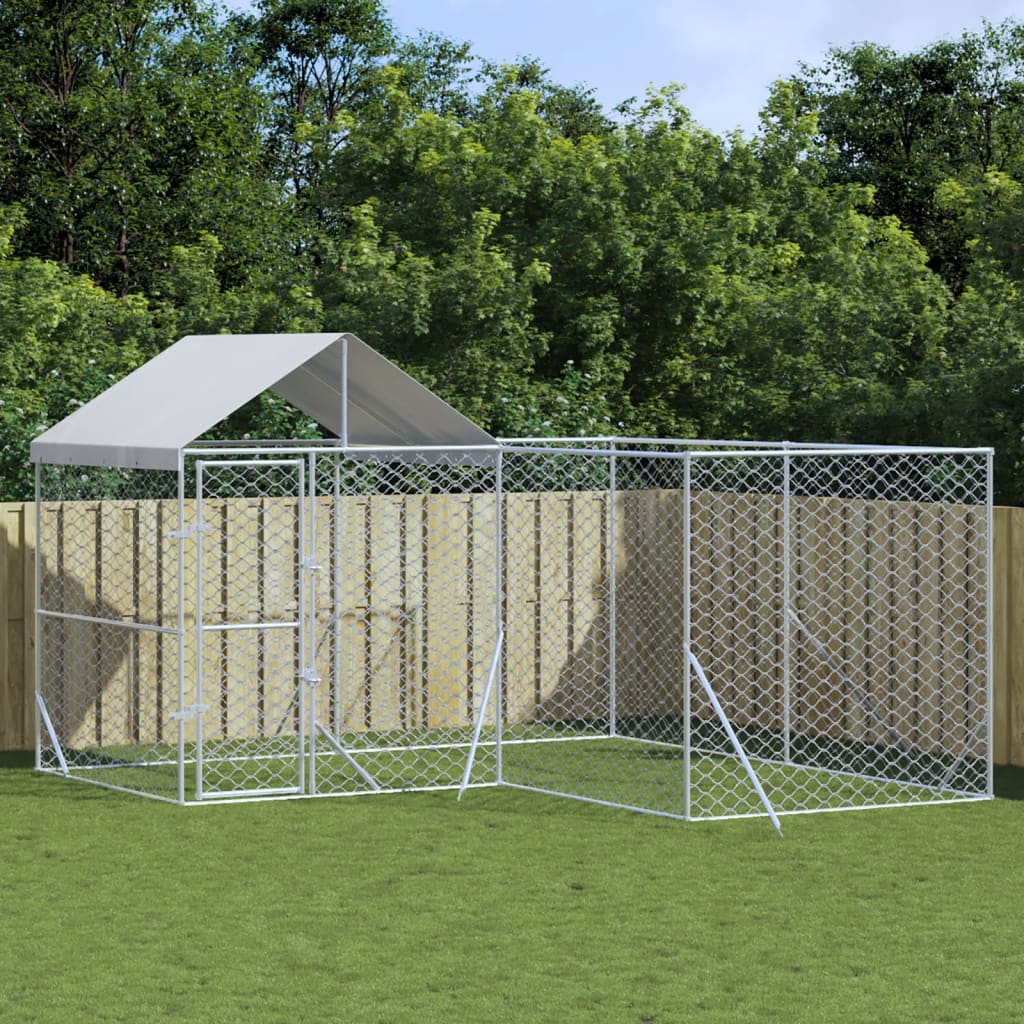 vidaXL Padoc exterior cu acoperiș argintiu 4x4x2,5 m oțel galvanizat vidaXL Padoc exterior cu acoperiș argintiu 4x4x2,5 m oțel galvanizat