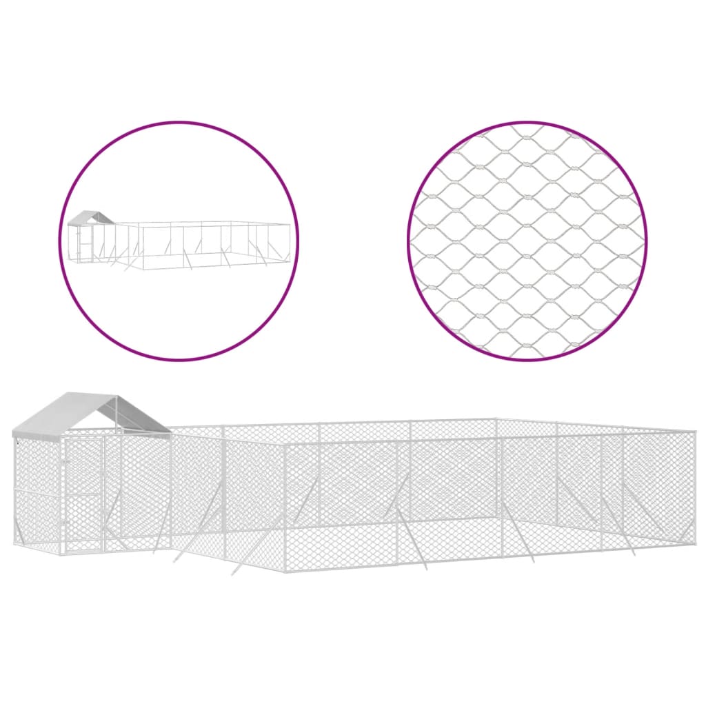 vidaXL Padoc exterior cu acoperiș argintiu 10x6x2,5 m oțel galvanizat