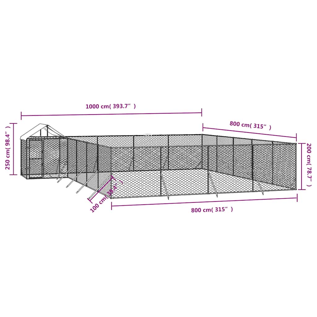 vidaXL Padoc exterior cu acoperiș argintiu 10x8x2,5 m oțel galvanizat vidaXL Padoc exterior cu acoperiș argintiu 10x8x2,5 m oțel galvanizat