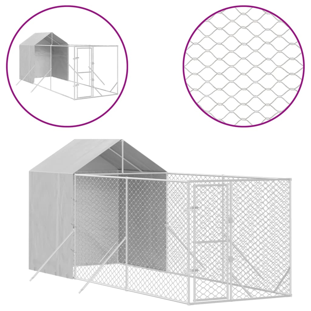 vidaXL Padoc de exterior cu acoperiș argintiu 2x6x2,5m oțel galvanizat vidaXL Padoc de exterior cu acoperiș argintiu 2x6x2,5m oțel galvanizat