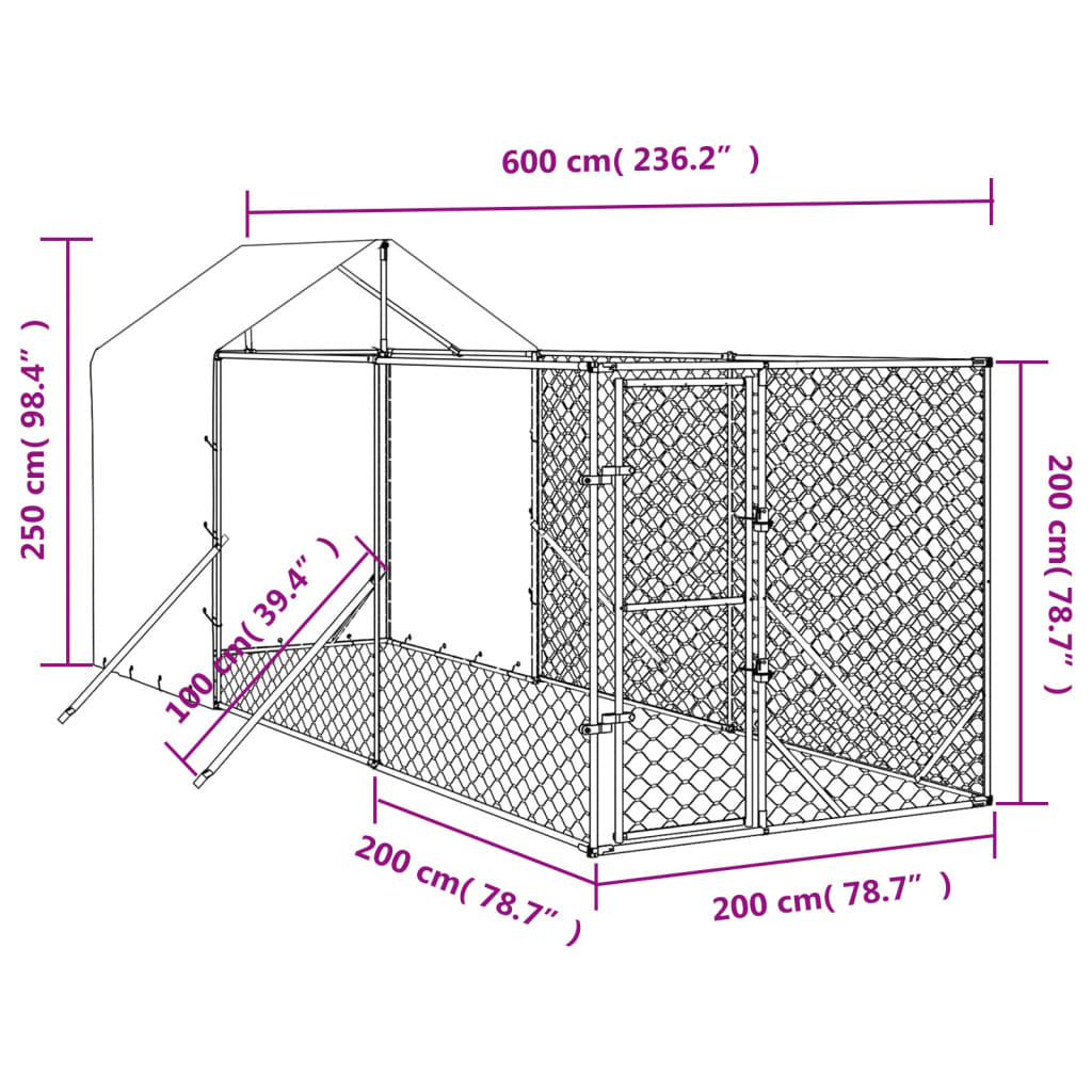 vidaXL Padoc de exterior cu acoperiș argintiu 2x6x2,5m oțel galvanizat vidaXL Padoc de exterior cu acoperiș argintiu 2x6x2,5m oțel galvanizat