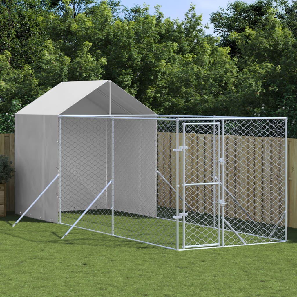vidaXL Padoc de exterior cu acoperiș argintiu 2x6x2,5m oțel galvanizat vidaXL Padoc de exterior cu acoperiș argintiu 2x6x2,5m oțel galvanizat