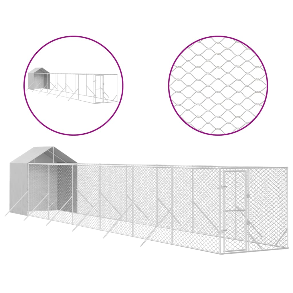 vidaXL Padoc exterior cu acoperiș argintiu 2x14x2,5 m oțel galvanizat vidaXL Padoc exterior cu acoperiș argintiu 2x14x2,5 m oțel galvanizat