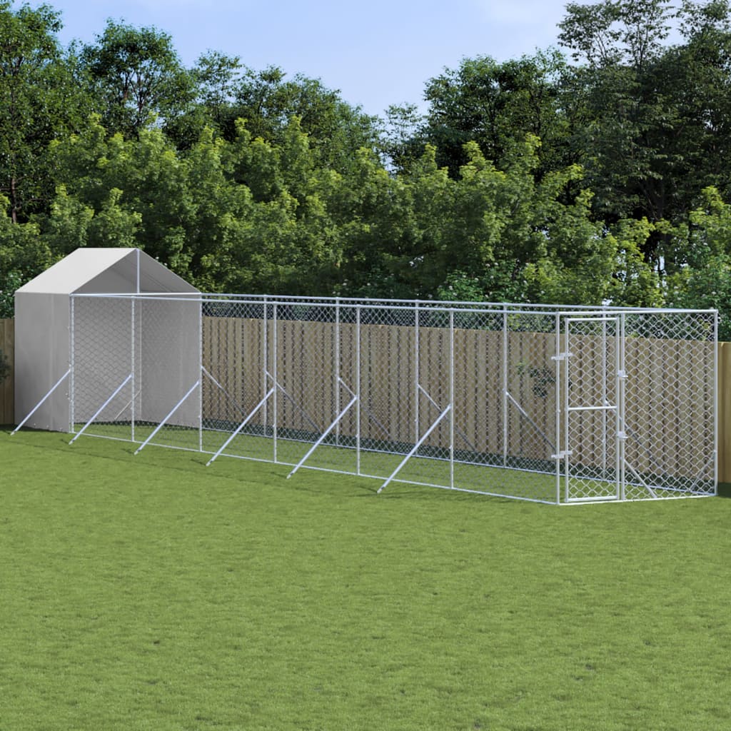 vidaXL Padoc exterior cu acoperiș argintiu 2x14x2,5 m oțel galvanizat vidaXL Padoc exterior cu acoperiș argintiu 2x14x2,5 m oțel galvanizat