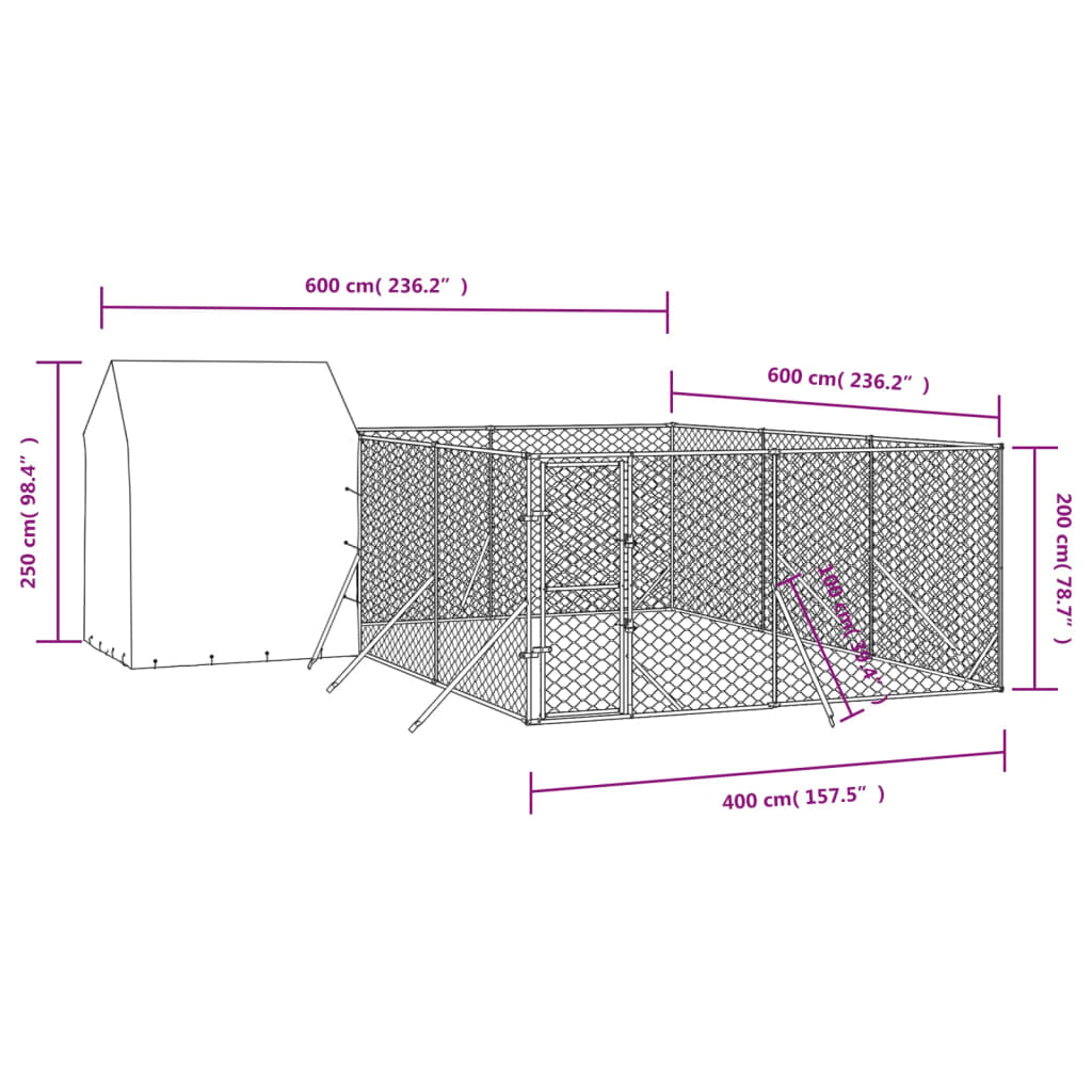 vidaXL Padoc de exterior cu acoperiș argintiu 6x6x2,5m oțel galvanizat vidaXL Padoc de exterior cu acoperiș argintiu 6x6x2,5m oțel galvanizat