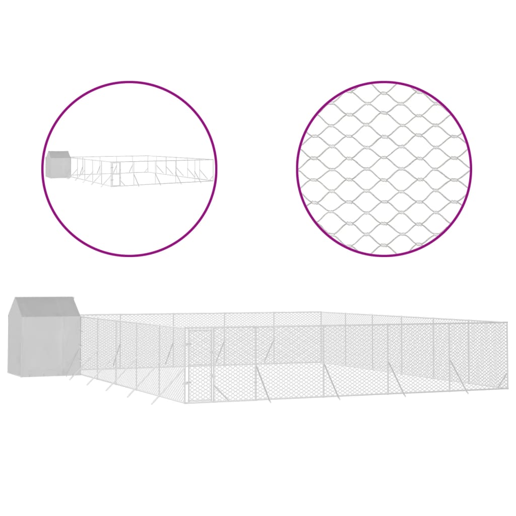 vidaXL Padoc exterior cu acoperiș argintiu 12x12x2,5 m oțel galvanizat