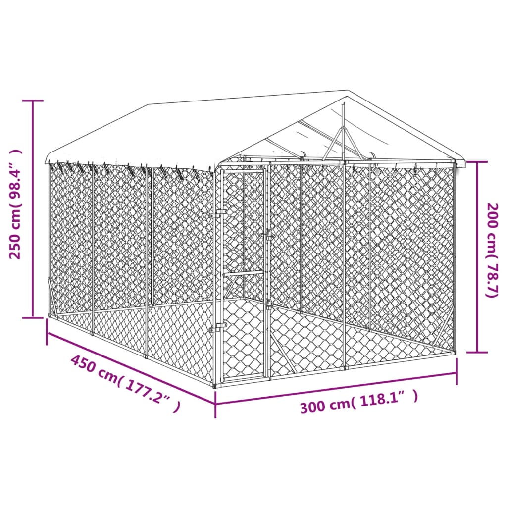 vidaXL Padoc exterior cu acoperiș argintiu 3x4,5x2,5 m oțel galvanizat