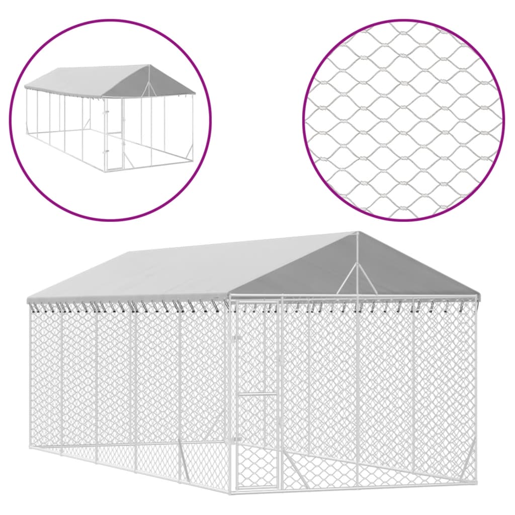 vidaXL Padoc exterior cu acoperiș argintiu 3x7,5x2,5 m oțel galvanizat vidaXL Padoc exterior cu acoperiș argintiu 3x7,5x2,5 m oțel galvanizat