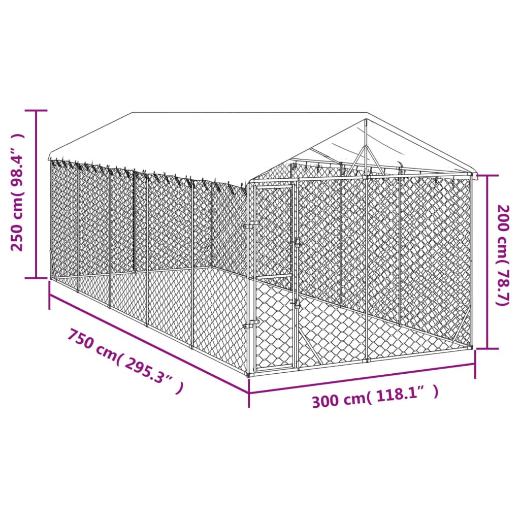 vidaXL Padoc exterior cu acoperiș argintiu 3x7,5x2,5 m oțel galvanizat vidaXL Padoc exterior cu acoperiș argintiu 3x7,5x2,5 m oțel galvanizat