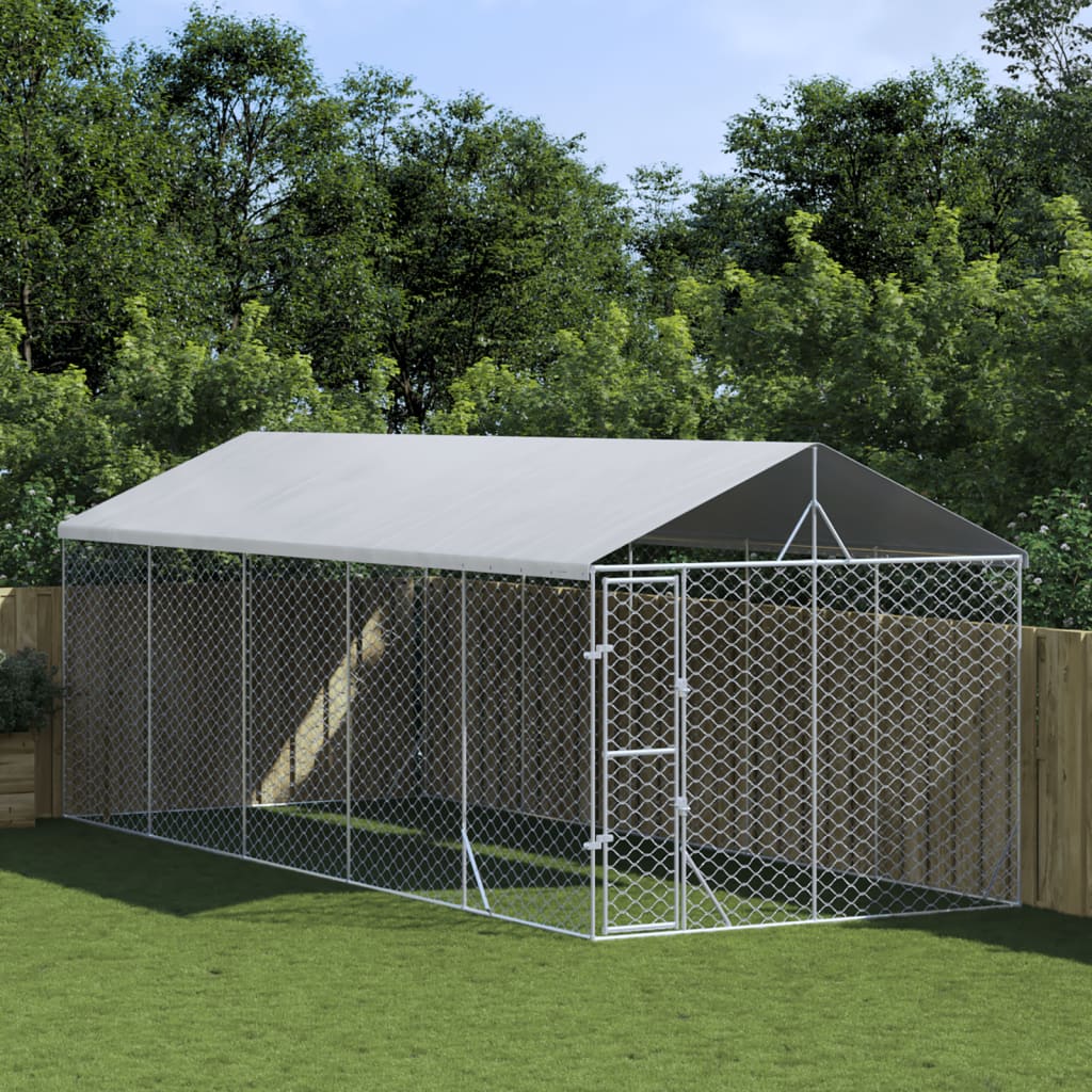 vidaXL Padoc exterior cu acoperiș argintiu 3x7,5x2,5 m oțel galvanizat vidaXL Padoc exterior cu acoperiș argintiu 3x7,5x2,5 m oțel galvanizat