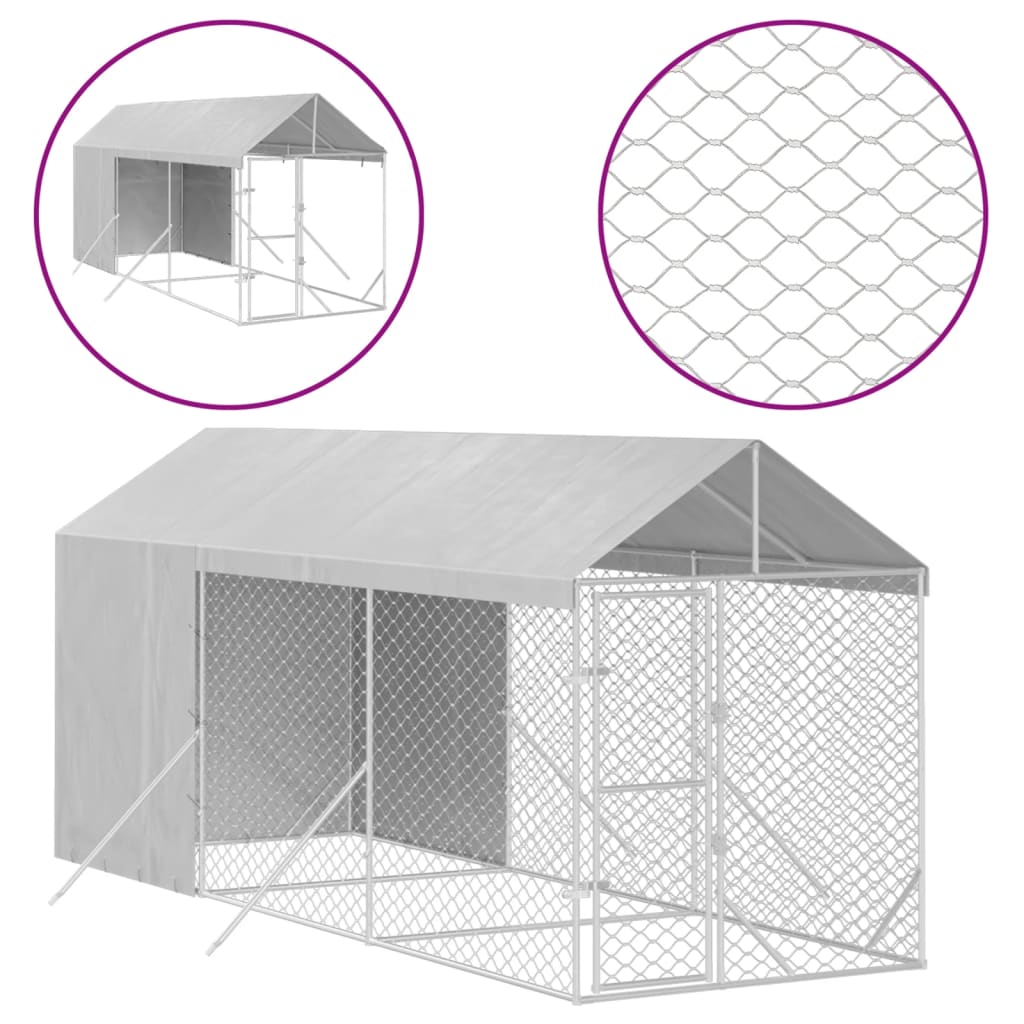 vidaXL Padoc de exterior cu acoperiș argintiu 2x6x2,5m oțel galvanizat
