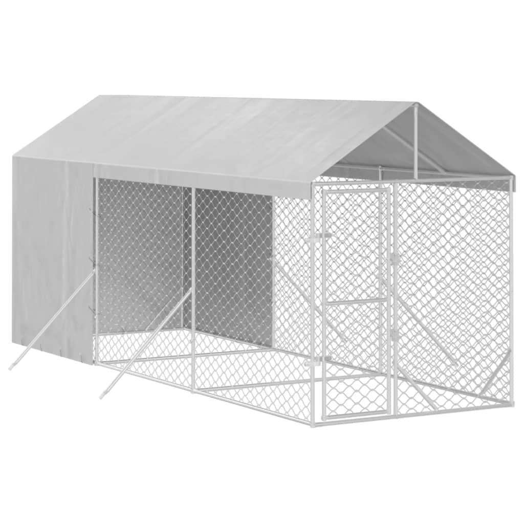 vidaXL Padoc de exterior cu acoperiș argintiu 2x6x2,5m oțel galvanizat