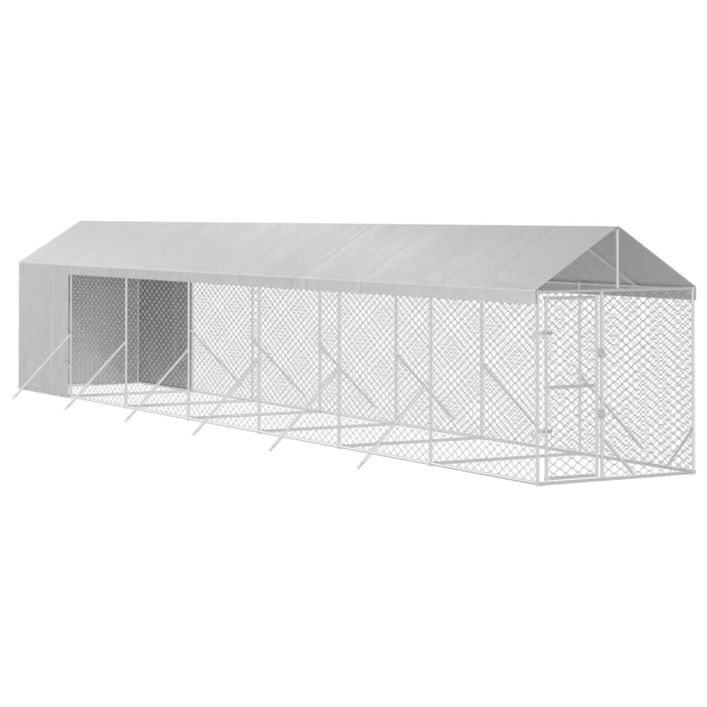 vidaXL Padoc exterior cu acoperiș argintiu 2x14x2,5 m oțel galvanizat