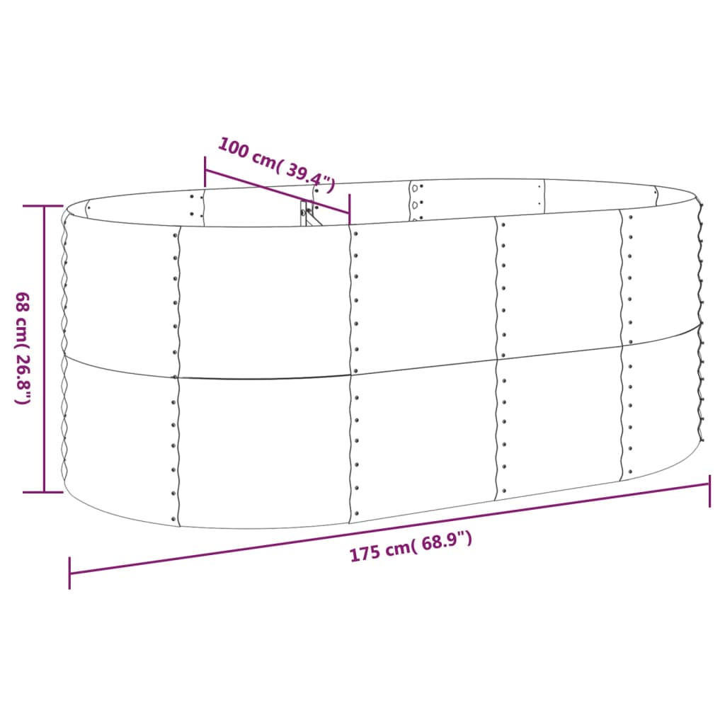 vidaXL Strat înălțat grădină 175x100x68 cm oțel galvanizat