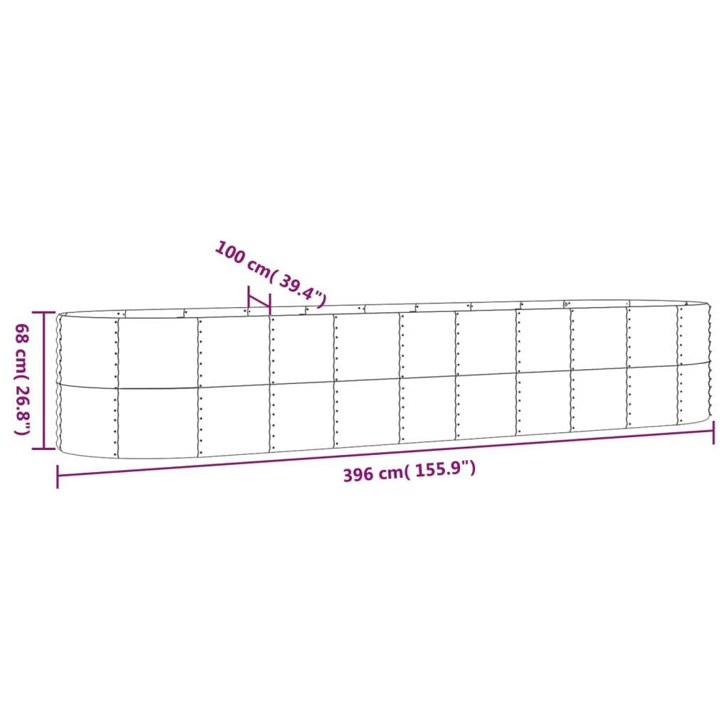 vidaXL Strat înălțat grădină 396x100x68 cm oțel galvanizat
