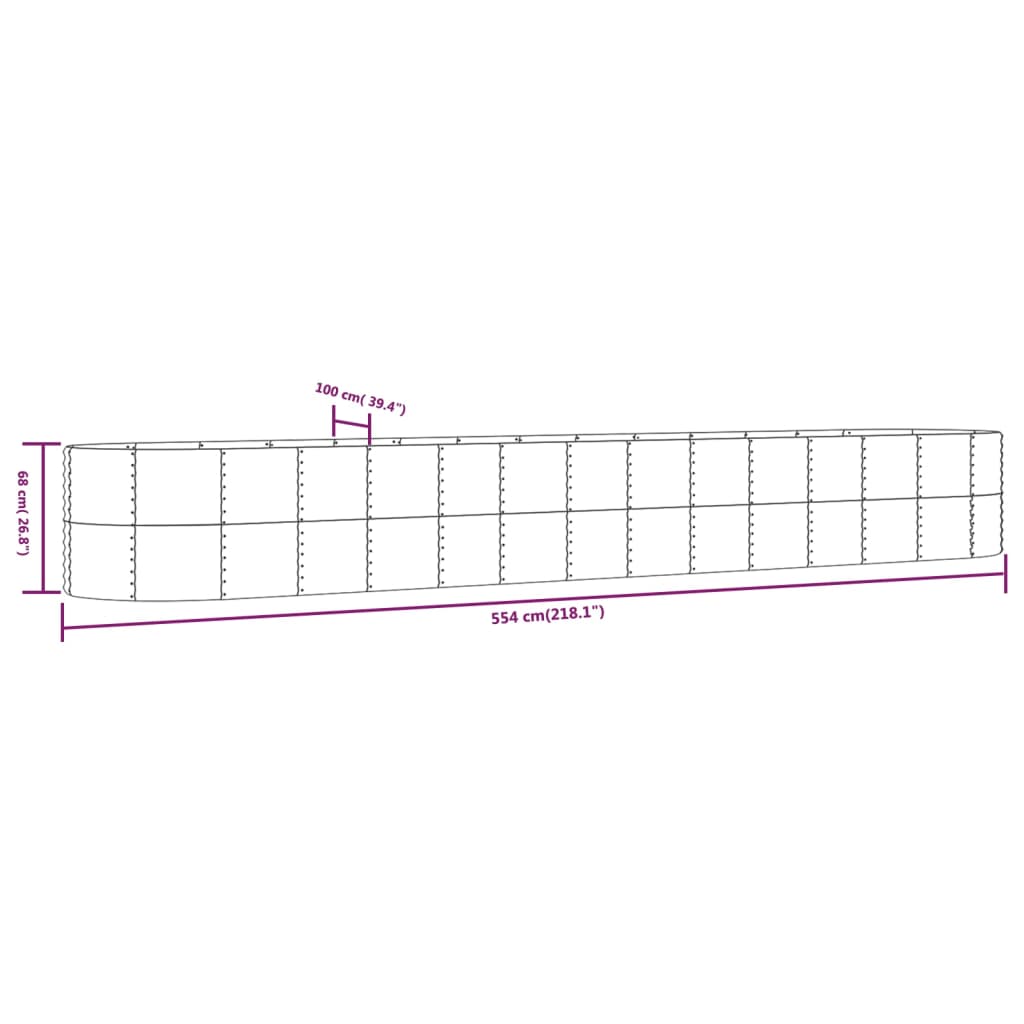 vidaXL Strat înălțat grădină argintiu, oțel vopsit electrostatic